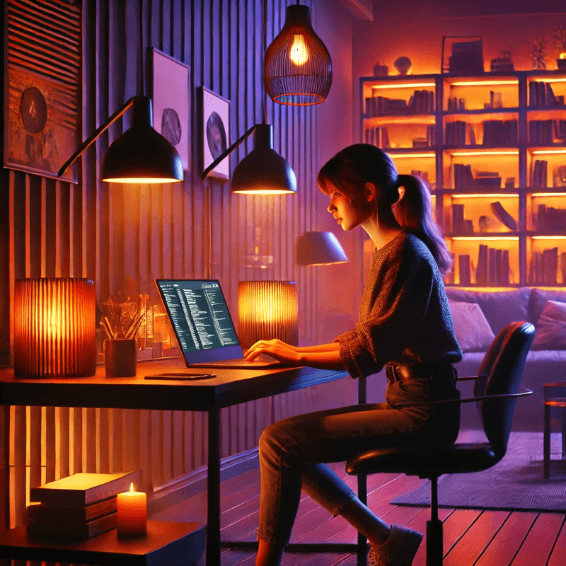 Girl writing on a laptop